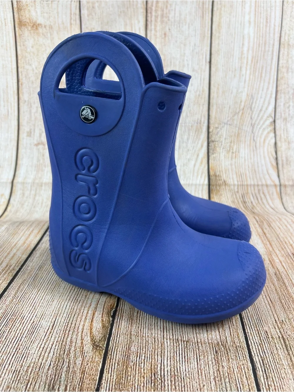Crocs Handle It Toddler Kids Rain Boots Blue Waterproof Pull On Shoes Size C13